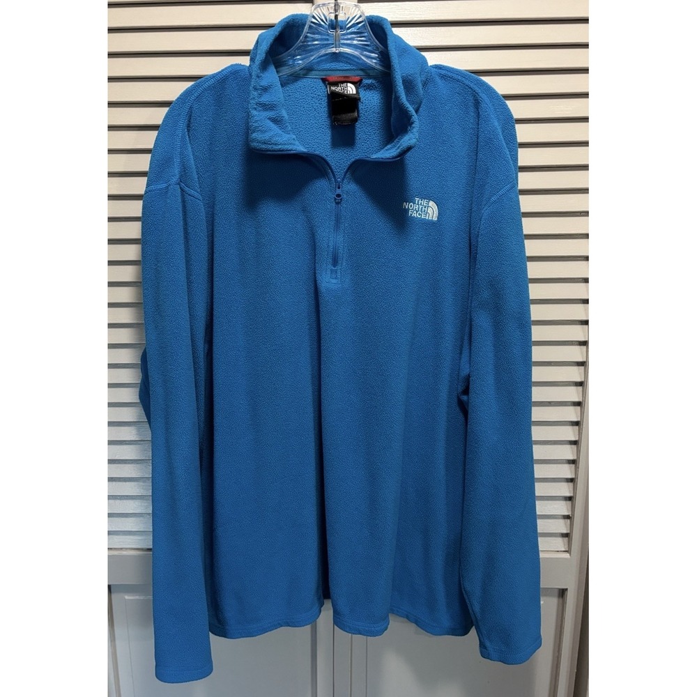 The North Face Fleece 1/4 Zip Long Sleeve Logo Pocket Size 2XL Turquoise Warm